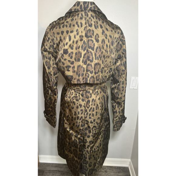 Jane Post Womens Long Leopard Print Belted Trench Coat Jacket Brown Size Small - Picture 7 of 16